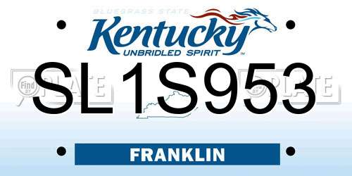 SL1S953 Kentucky License Plate