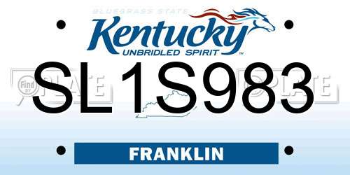 SL1S983 Kentucky License Plate