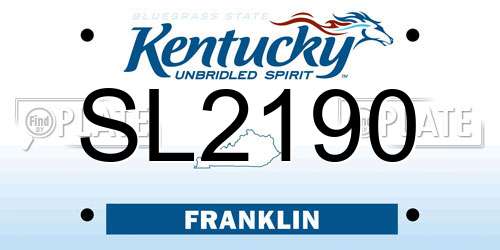 SL2190 Kentucky License Plate