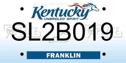 SL2B019 Kentucky License Plate