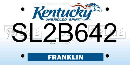 SL2B642 Kentucky License Plate