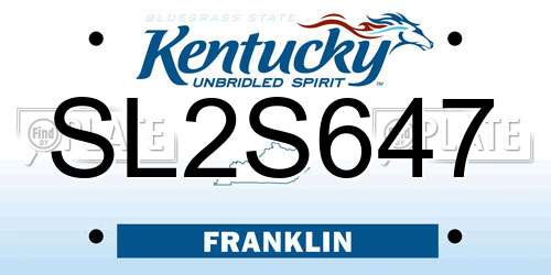 SL2S647 Kentucky License Plate