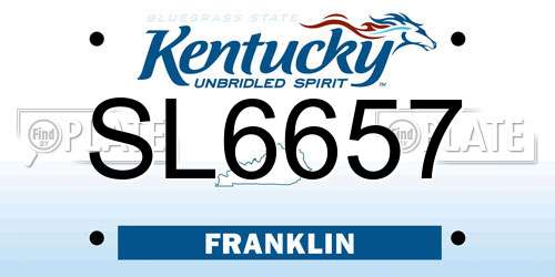 SL6657 Kentucky License Plate