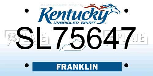 SL75647 Kentucky License Plate