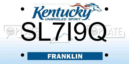 SL7I9Q Kentucky License Plate