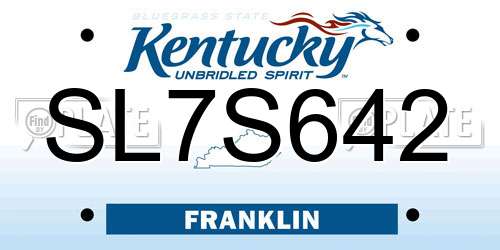 SL7S642 Kentucky License Plate