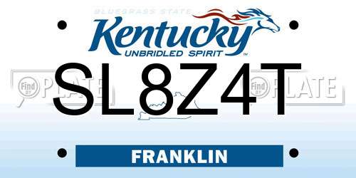 SL8Z4T Kentucky License Plate