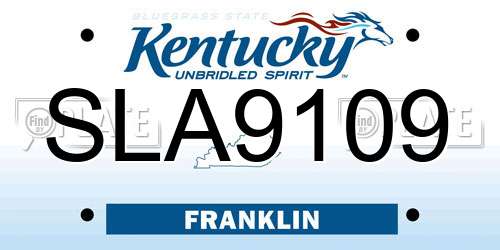 SLA9109 Kentucky License Plate