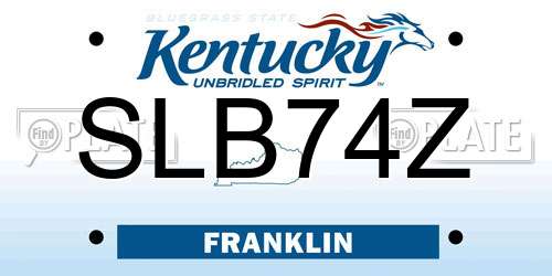 SLB74Z Kentucky License Plate