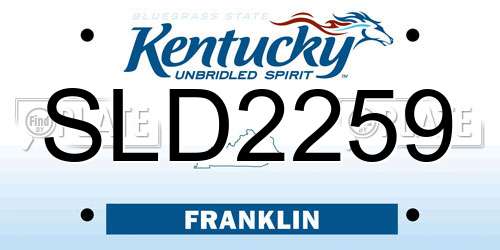 SLD2259 Kentucky License Plate