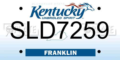 SLD7259 Kentucky License Plate