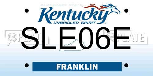SLE06E Kentucky License Plate