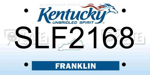 SLF2168 Kentucky License Plate