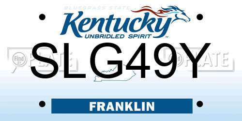 SLG49Y Kentucky License Plate