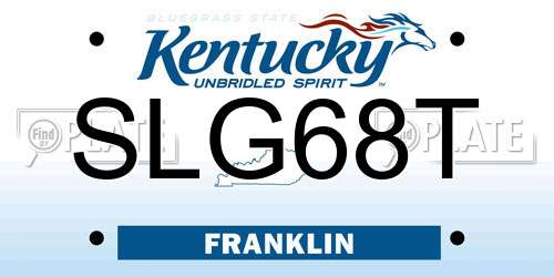 SLG68T Kentucky License Plate