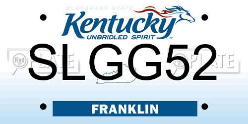 SLGG52 Kentucky License Plate