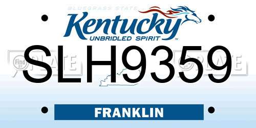 SLH9359 Kentucky License Plate