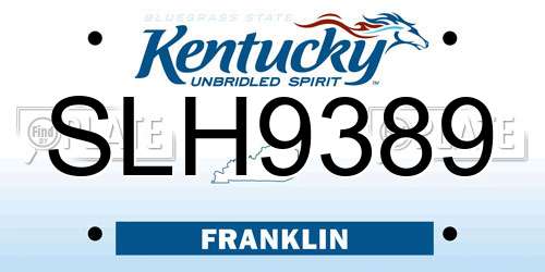 SLH9389 Kentucky License Plate