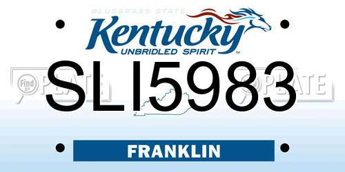 SLI5983 Kentucky License Plate