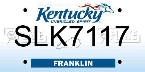 SLK7117 Kentucky License Plate