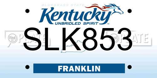 SLK853 Kentucky License Plate