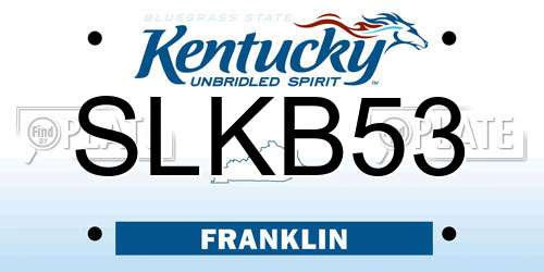 SLKB53 Kentucky License Plate