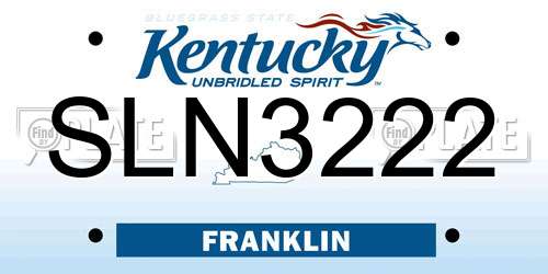 SLN3222 Kentucky License Plate