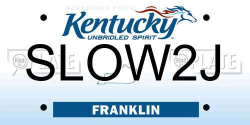 SLOW2J Kentucky License Plate