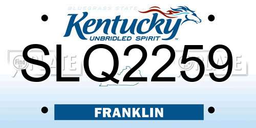 SLQ2259 Kentucky License Plate