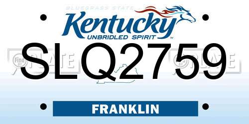 SLQ2759 Kentucky License Plate