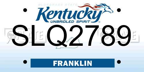 SLQ2789 Kentucky License Plate