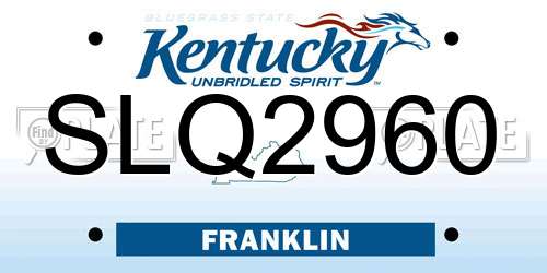 SLQ2960 Kentucky License Plate