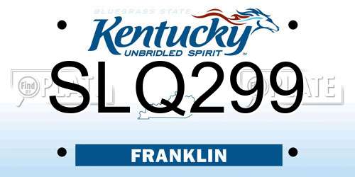 SLQ299 Kentucky License Plate