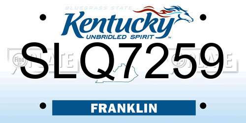 SLQ7259 Kentucky License Plate