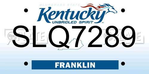 SLQ7289 Kentucky License Plate