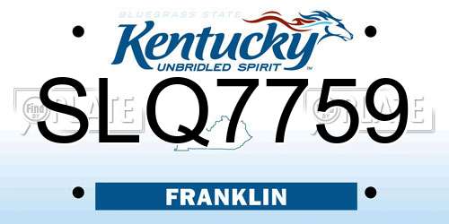 SLQ7759 Kentucky License Plate