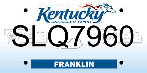 SLQ7960 Kentucky License Plate