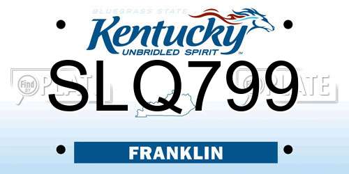 SLQ799 Kentucky License Plate