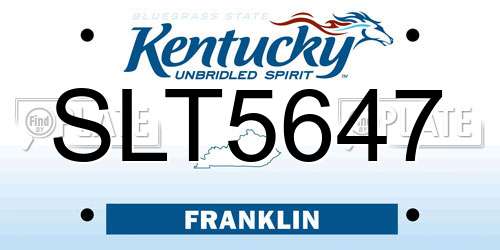 SLT5647 Kentucky License Plate