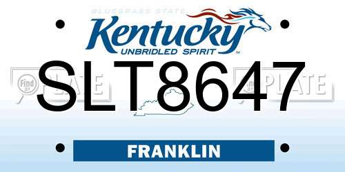 SLT8647 Kentucky License Plate