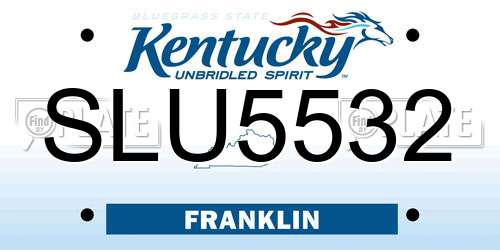 SLU5532 Kentucky License Plate