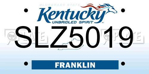 SLZ5019 Kentucky License Plate