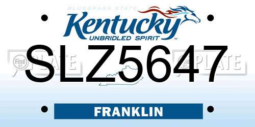 SLZ5647 Kentucky License Plate