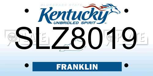 SLZ8019 Kentucky License Plate