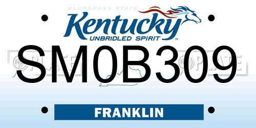 SM0B309 Kentucky License Plate