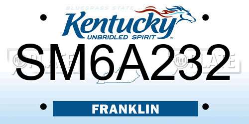 SM6A232 Kentucky License Plate