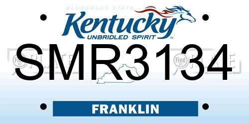 SMR3134 Kentucky License Plate