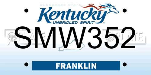 SMW352 Kentucky License Plate