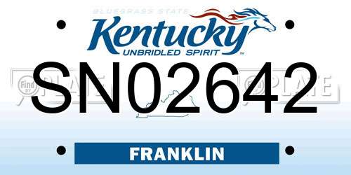 SN02642 Kentucky License Plate
