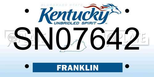 SN07642 Kentucky License Plate